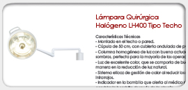 Lámpara Quirúrgica Halógeno LH400 Tipo Techo